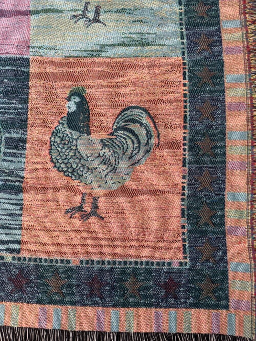 Warren Kimble Rooster Tapestry Throw Blanket 48in x 57in Home Country Farmhouse - Picture 11 of 13